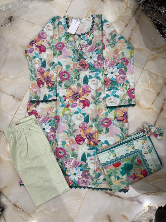 KHAADI 03 PC STITCH SUIT / GREEN