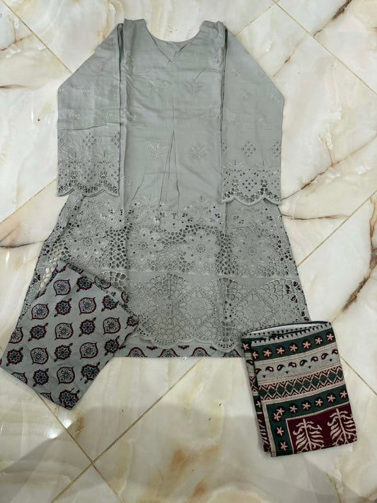TAWAKAL 03 PC STITCH SUIT / GREY