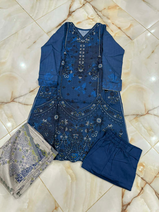 TAWAKAL 03 PC STITCH SUIT / BLUE