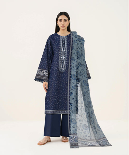 SAPPHIRE 03 PC EMBRO  UNSTITCH SUIT / NAVY BLUE L4-36