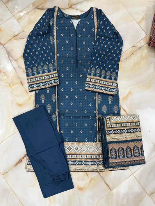BIN SAEED 03 PC STITCH SUIT / BLUE