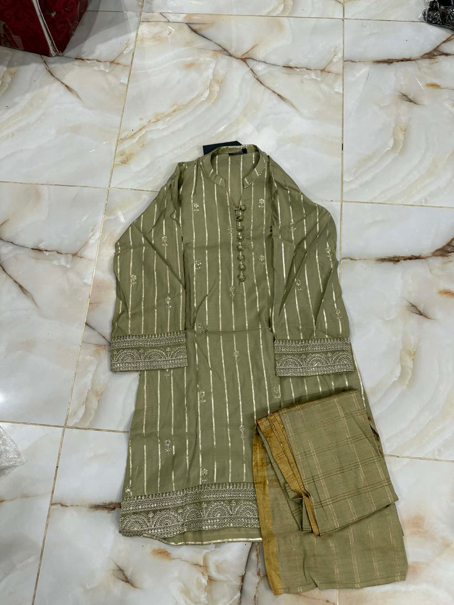 AL KARAM 02 PC STITCH SUIT / MANDI GREEN