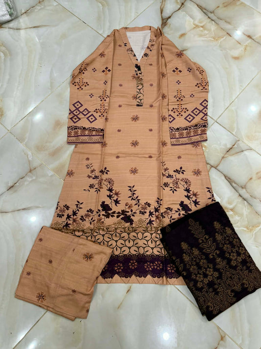 TAWAKAL 03 PC STITCH SUIT / BEIGE