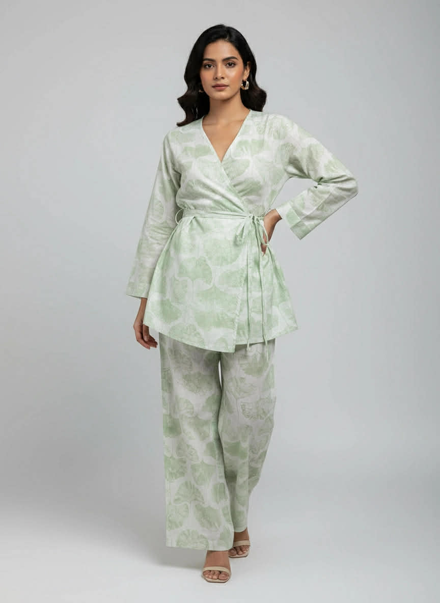 zellbury 02 pc stitch coadset / light green