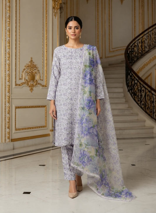 BAROQUE 03 PC UNSTITCH SUIT / lavender