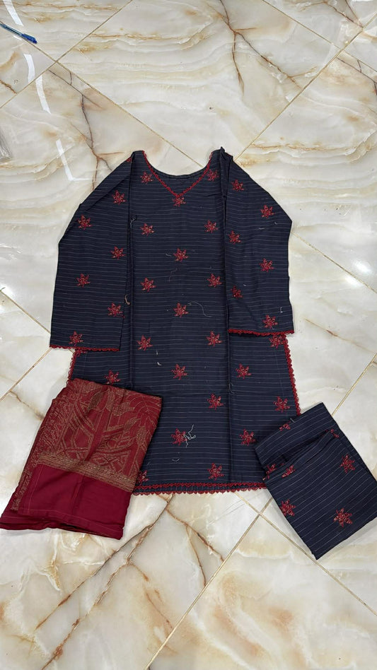 TAWAKAL 03 PC STITCH SUIT / NAVY BLUE