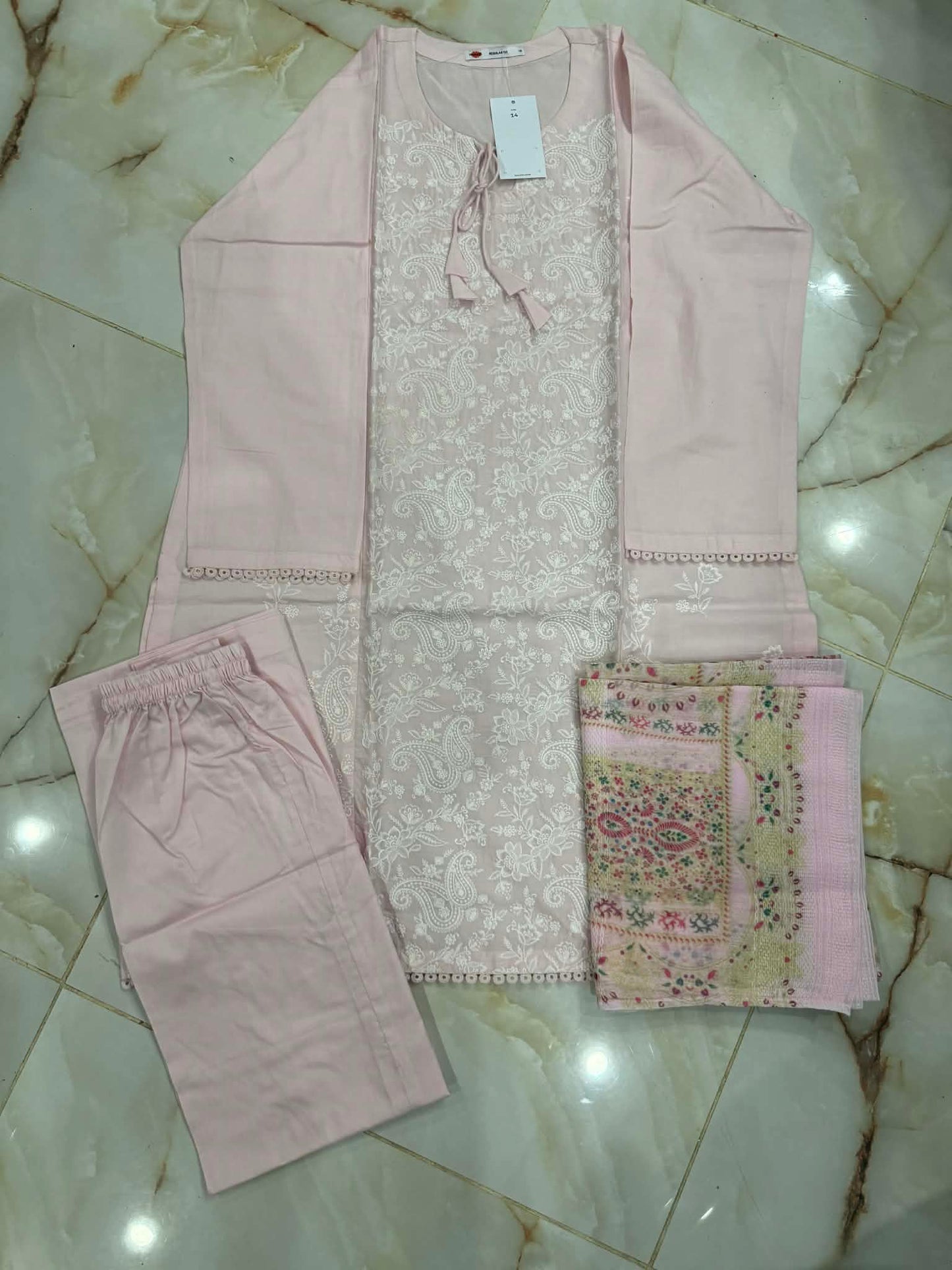 KHAADI 03 PC STITCH SUIT / LIGHT PINK
