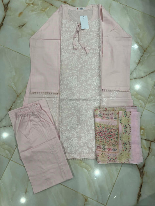 KHAADI 03 PC STITCH SUIT / LIGHT PINK