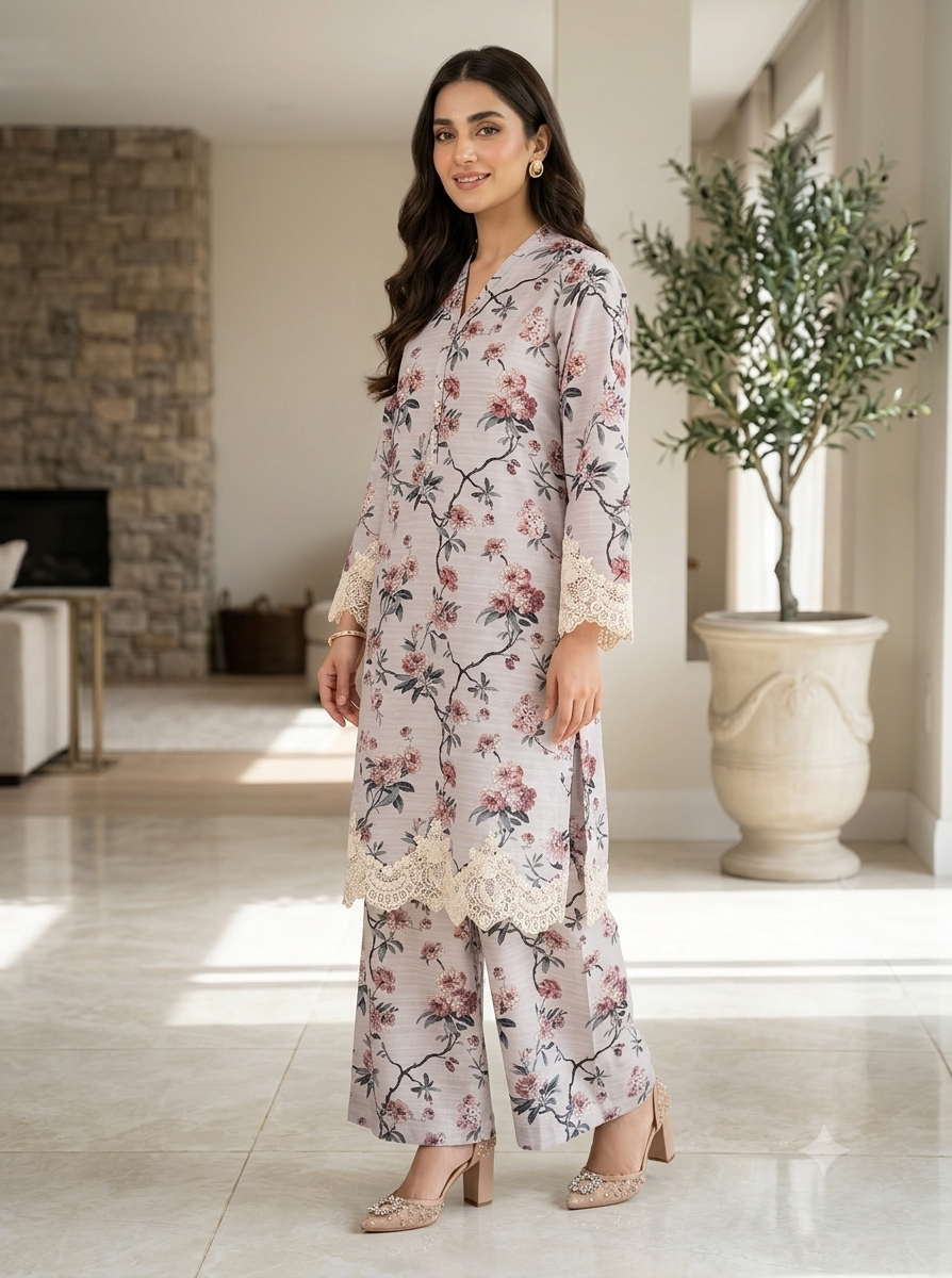 KHAADI 2PC EMB LAWN BADAMI STITCH