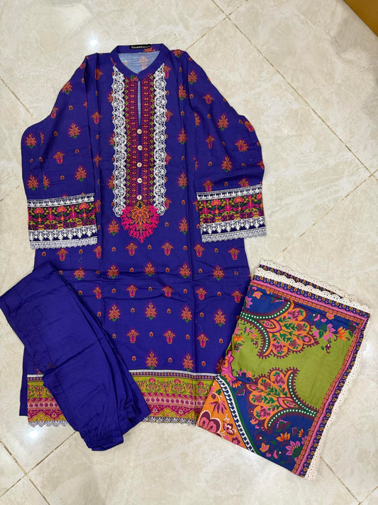 12/12 SALE TAWAKAL 03 PC STITCH SUIT / BLUE