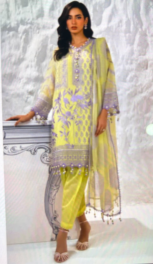 sanasafinaz 03 pc unstitch suit / limi green