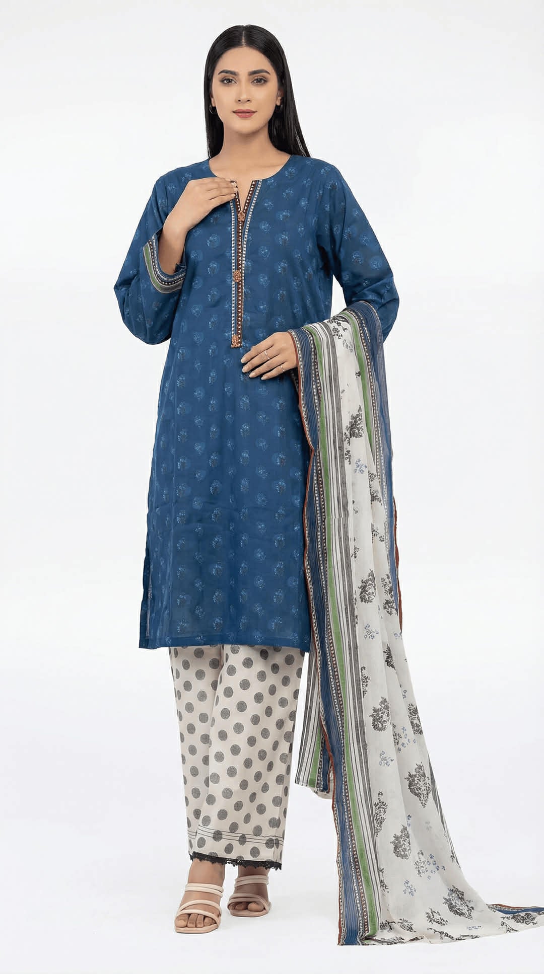 KHAADI 03 PC STITCH SUIT / BLUE