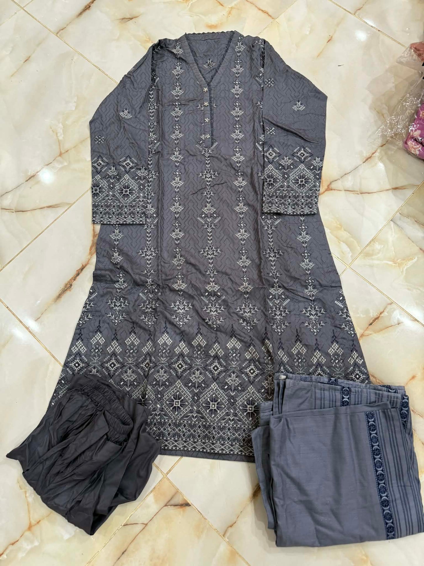 TAWAKAL 03 PC STITCH SUIT / GREY