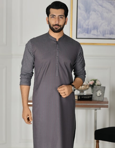 J.KURTA-STITCH/MEN-DULLGREY