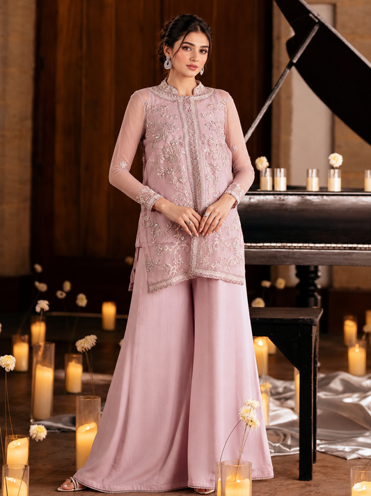Dhanak 2PC Stitched( Silk) Bridal( dabka)hand work  Heavy Embroidery with silk sharara