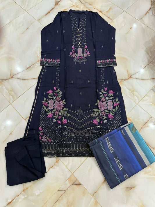 TAWAKAL 03 PC STITCH SUIT / NAVY BLUE