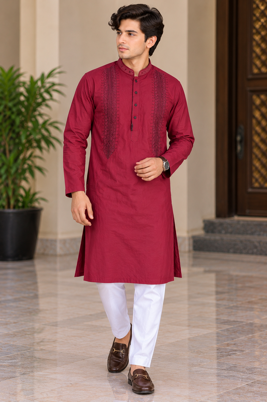 J. men's stitched kurta, size M