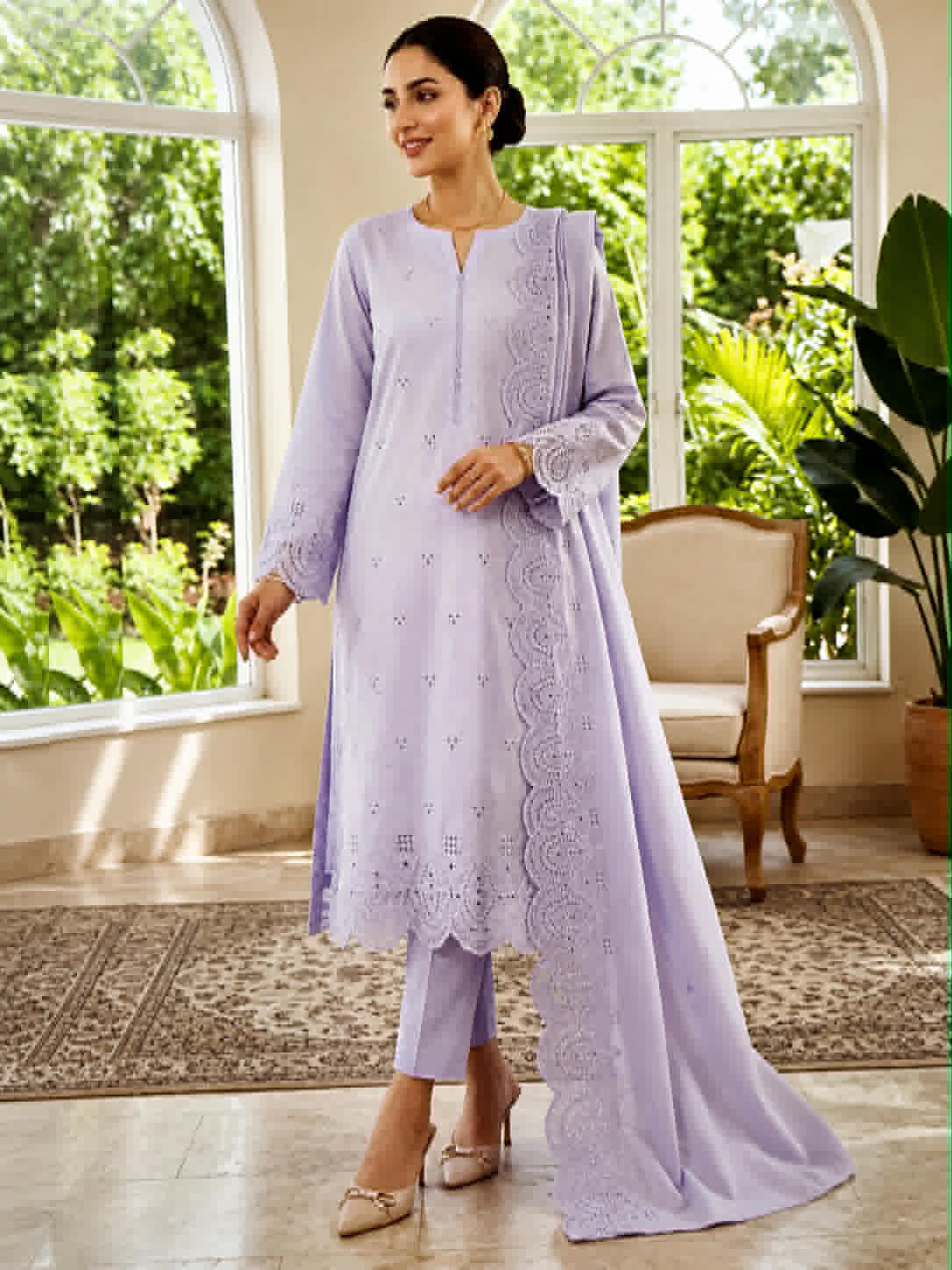 AL KARAM 03 PC UNSTITCH EMBRO / LAVENDER