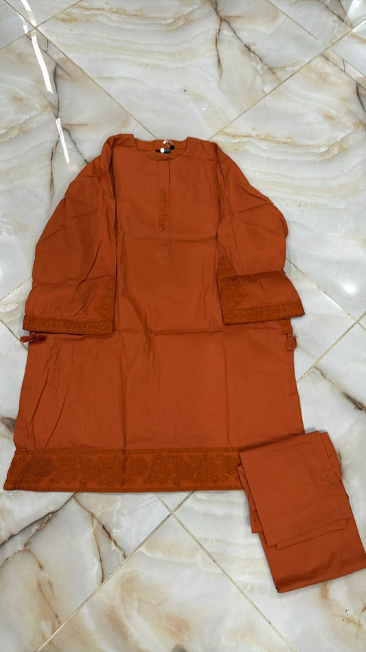 AL KARAM 02 PC STITCH SUIT / RUST