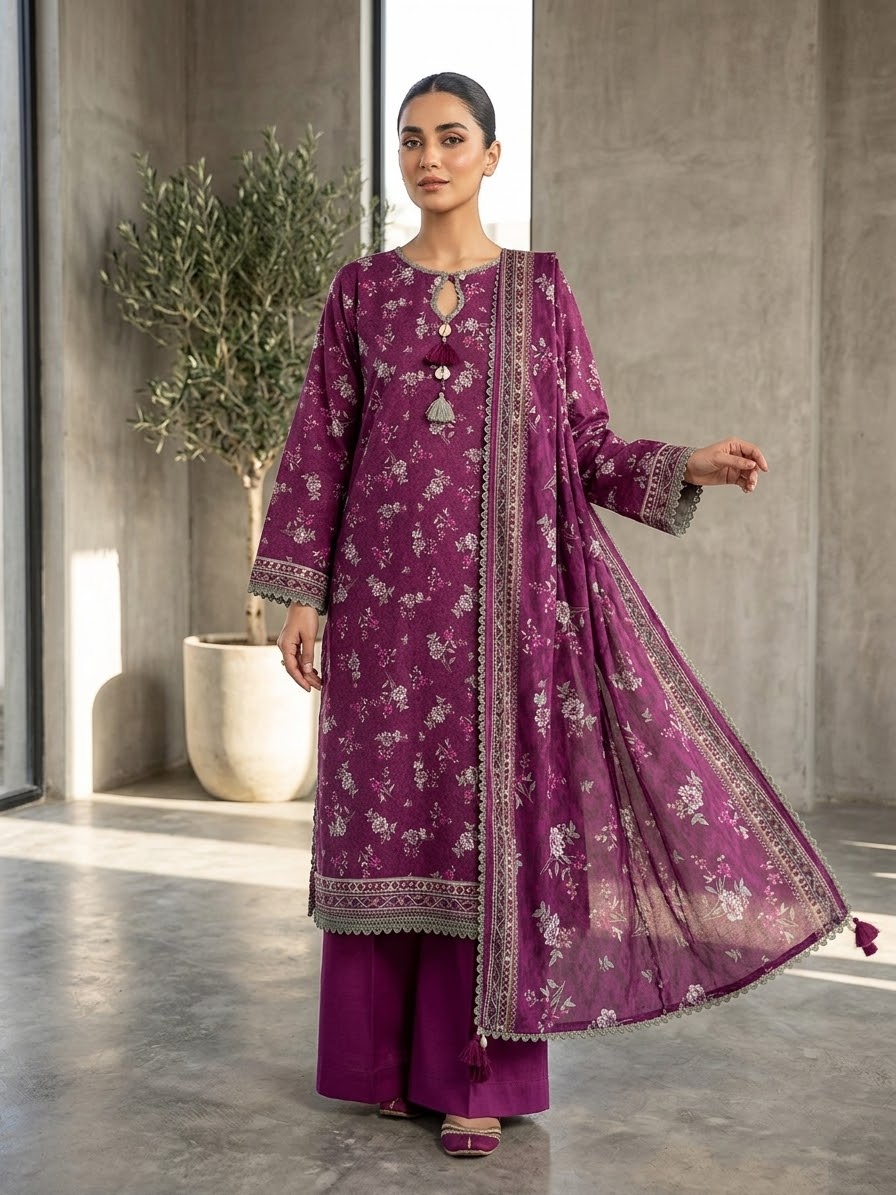 KHAADI 03 PC STITCH FANCY HAND EMBELISHED SUIT