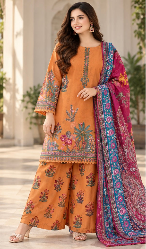Bonanza Satrangi stitch 3pc heavy EMB multi 052