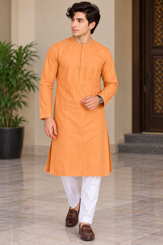 J. men's stitched kurta, size L