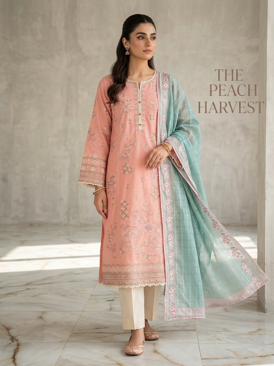 SAYA 02 PC Shirt duppata / HEAVY chicken kari EMB 1221