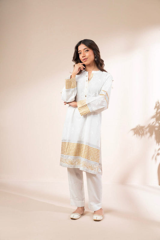 AL KARAM 02 PC STITCH SUIT / WHITE -6156