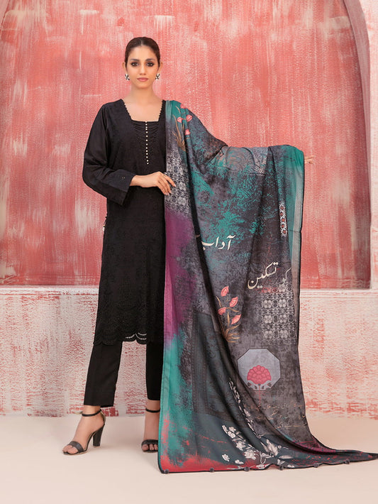 TAWAKAL 03 PC STITCH SUIT / BLACK D-9412