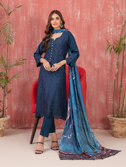 12/12 SALE TAWAKAL 03 PC STITCH SUIT / NAVY BLUE  D9416