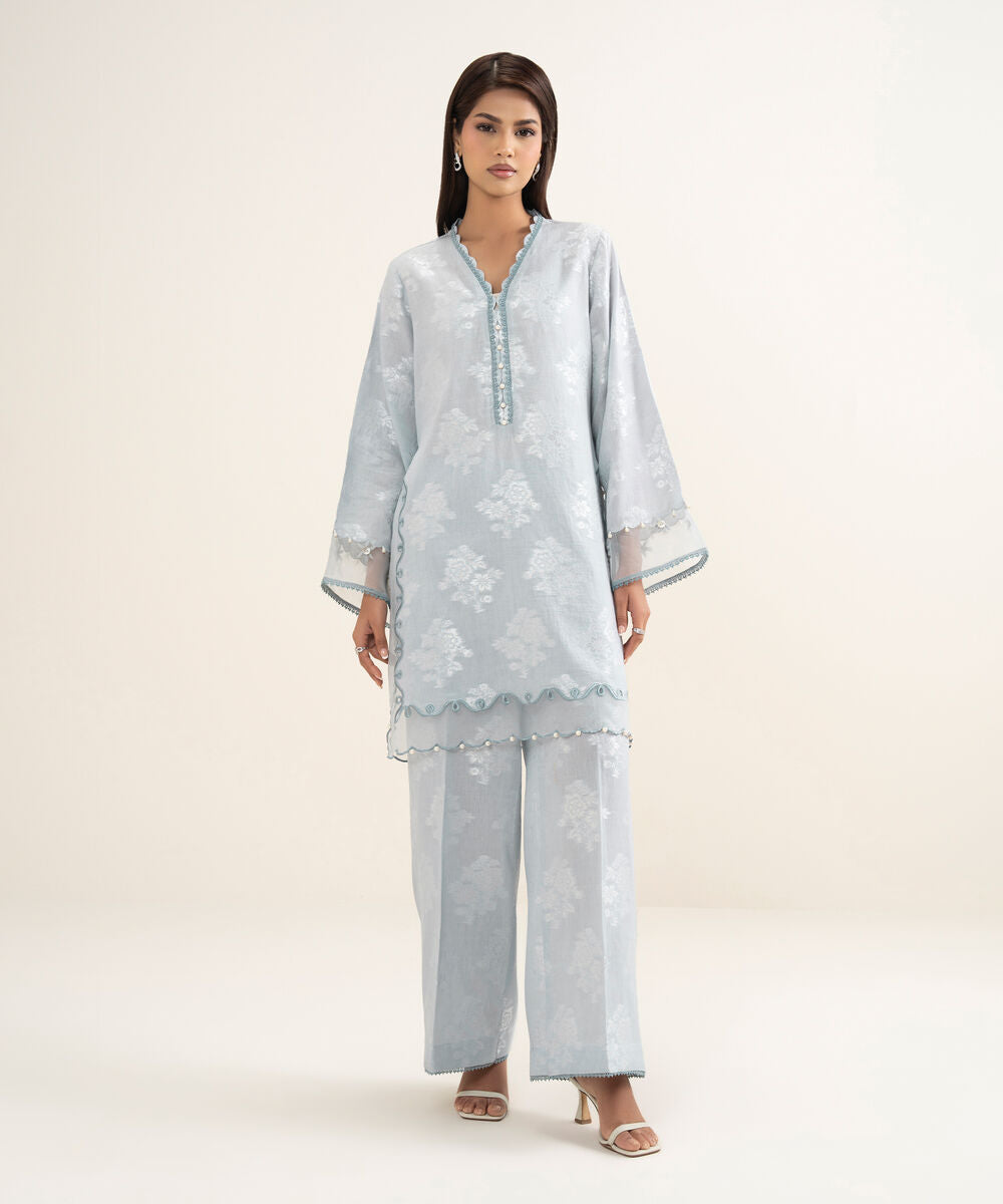 SAPPHIRE 2PC STITCH EMB LAWN JACQUARD