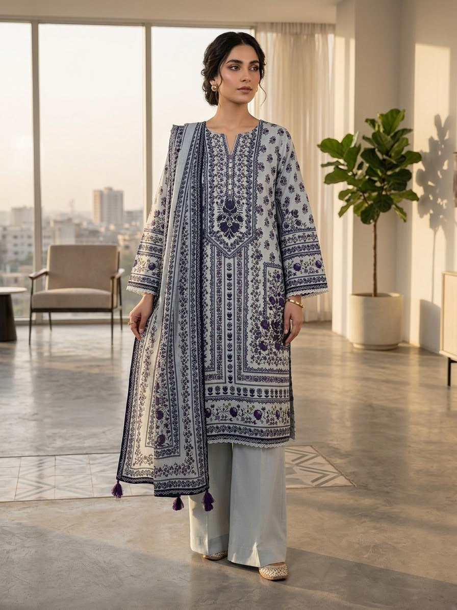 KHAADI 03 PC STITCH FANCY HAND EMBELISHED SUIT