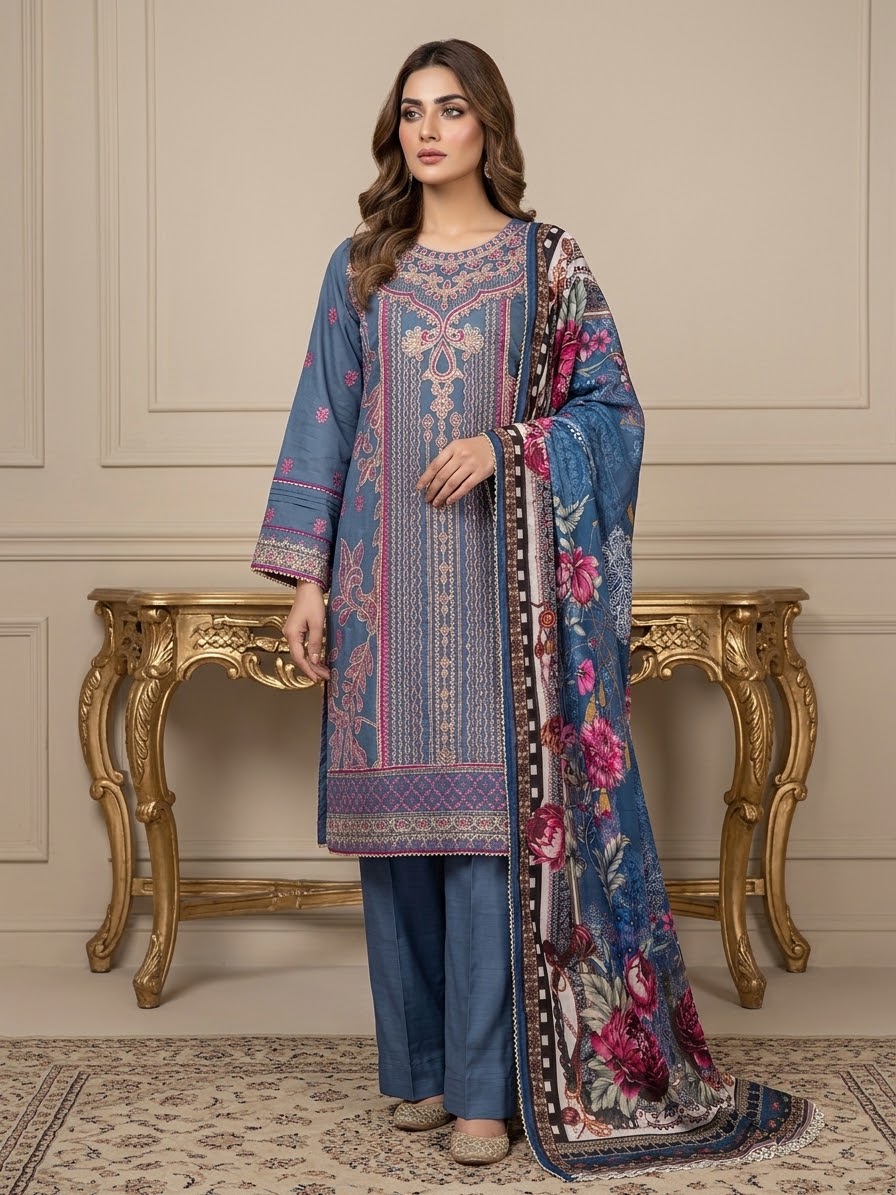 BONANZA SATRANGI 3PC STITCH BRIDAL HEAVY FORMAL EMB