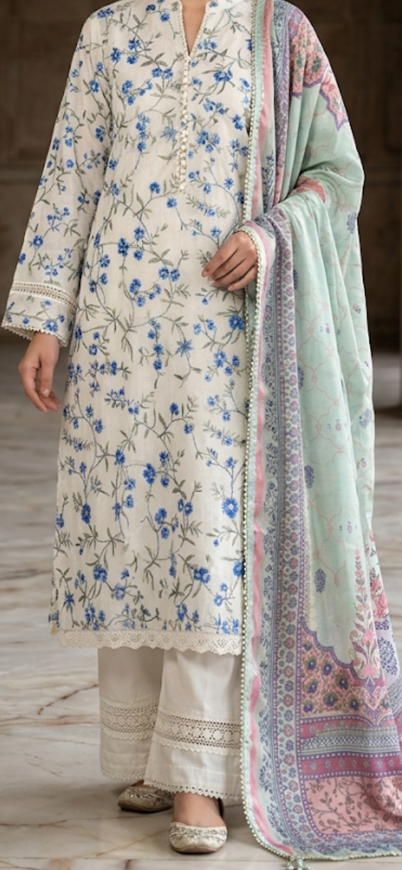 J. 03PC STITCH/ WHITE CHICKENKARI-012