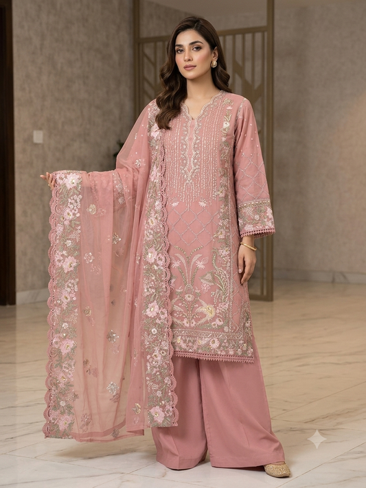 ZELLBURY 3pc STITCH HEAVY FORMAL LUXURY EMB