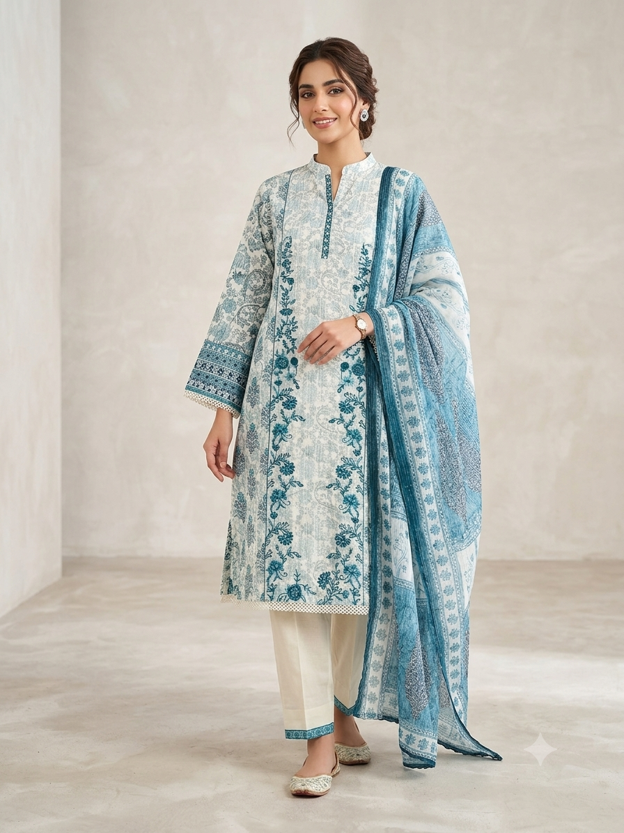 SAPPHIRE 03PC  STITCH LAWN EMBROIDERED FORMAL