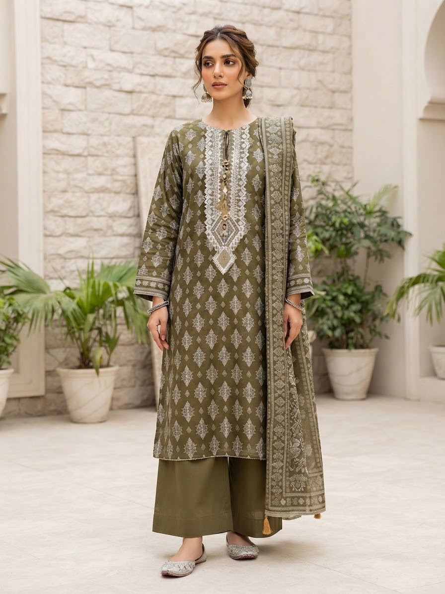 KHAADI 3PC STITCH HAND EMBELISHED EMB LAWN