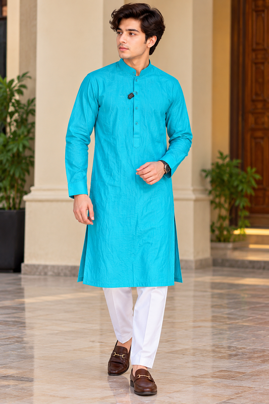 J. men's stitched kurta, size M