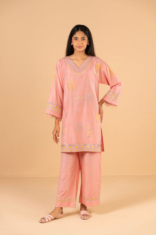 AL KARAM 02 PC STITCH SUIT / PEACH