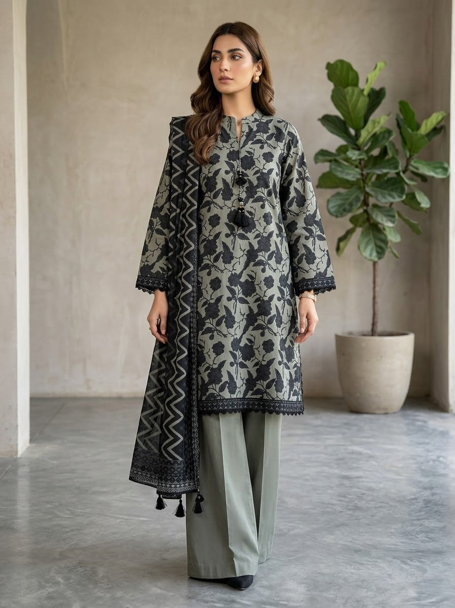 KHAADI 03 PC STITCH FANCY HAND EMBELISHED SUIT