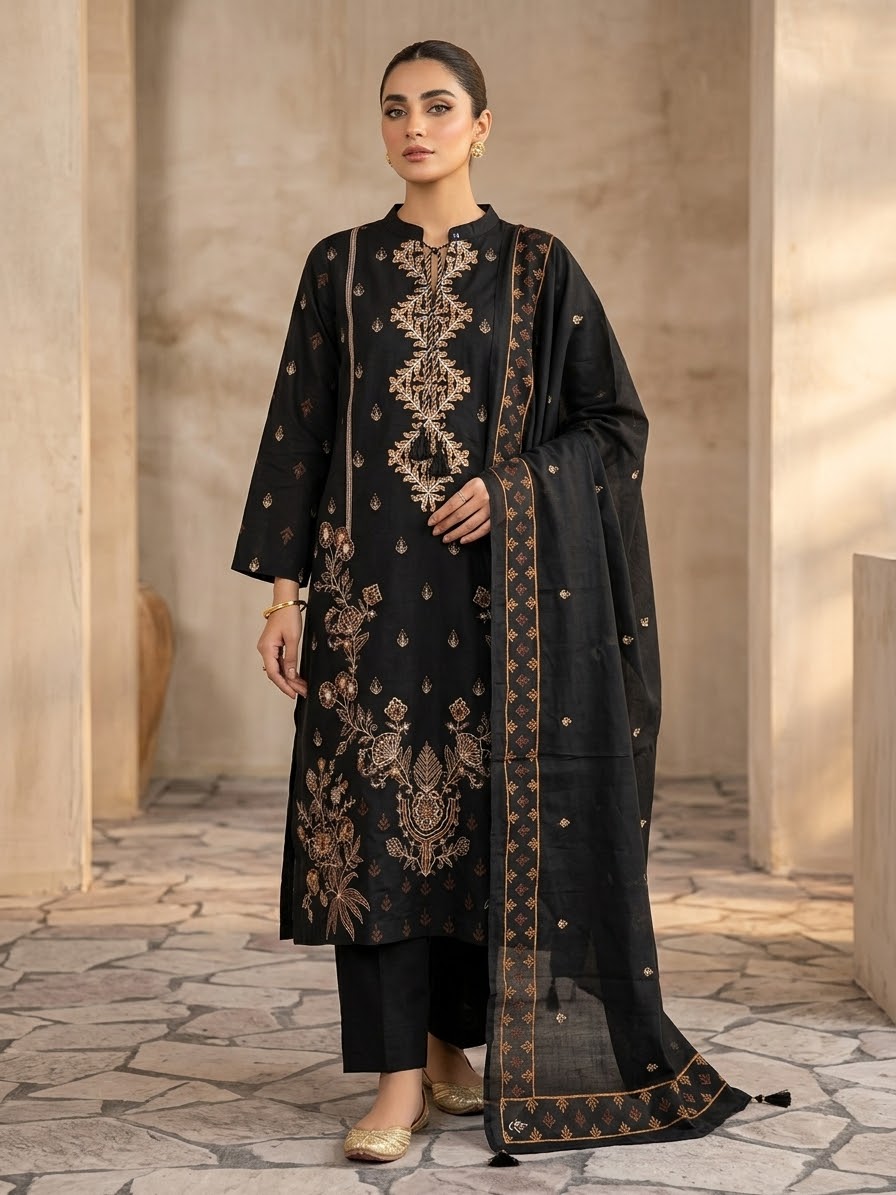 AL KARAM 03 PC heavy chicken kari lawn STITCH SUIT