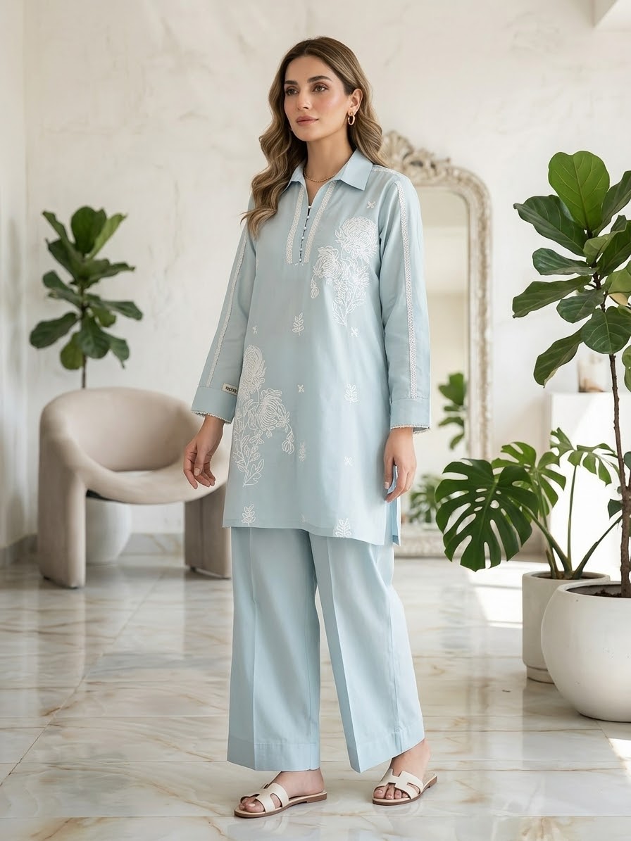 SAYA 02PC STITCH  SUITS EMB FORMAL 1276