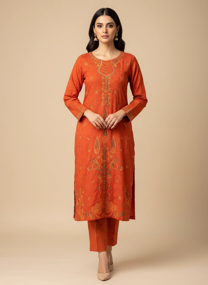 Khaadi 02pc stitch S/T-Rust-49