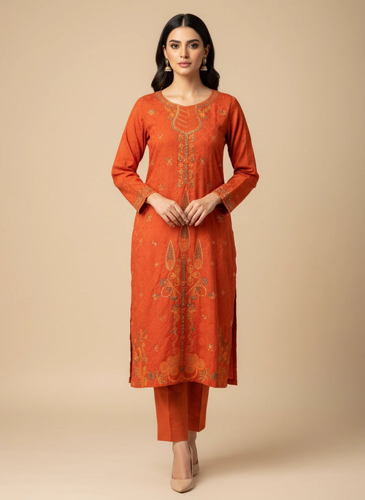 Khaadi 02pc stitch S/T-Rust-49