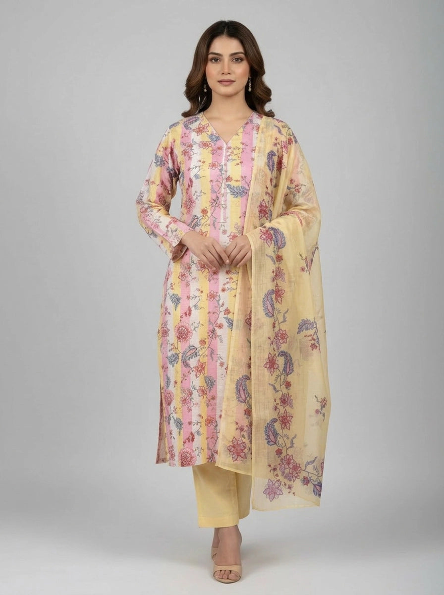 Zellbury 03pc stitch-Pink/2632678