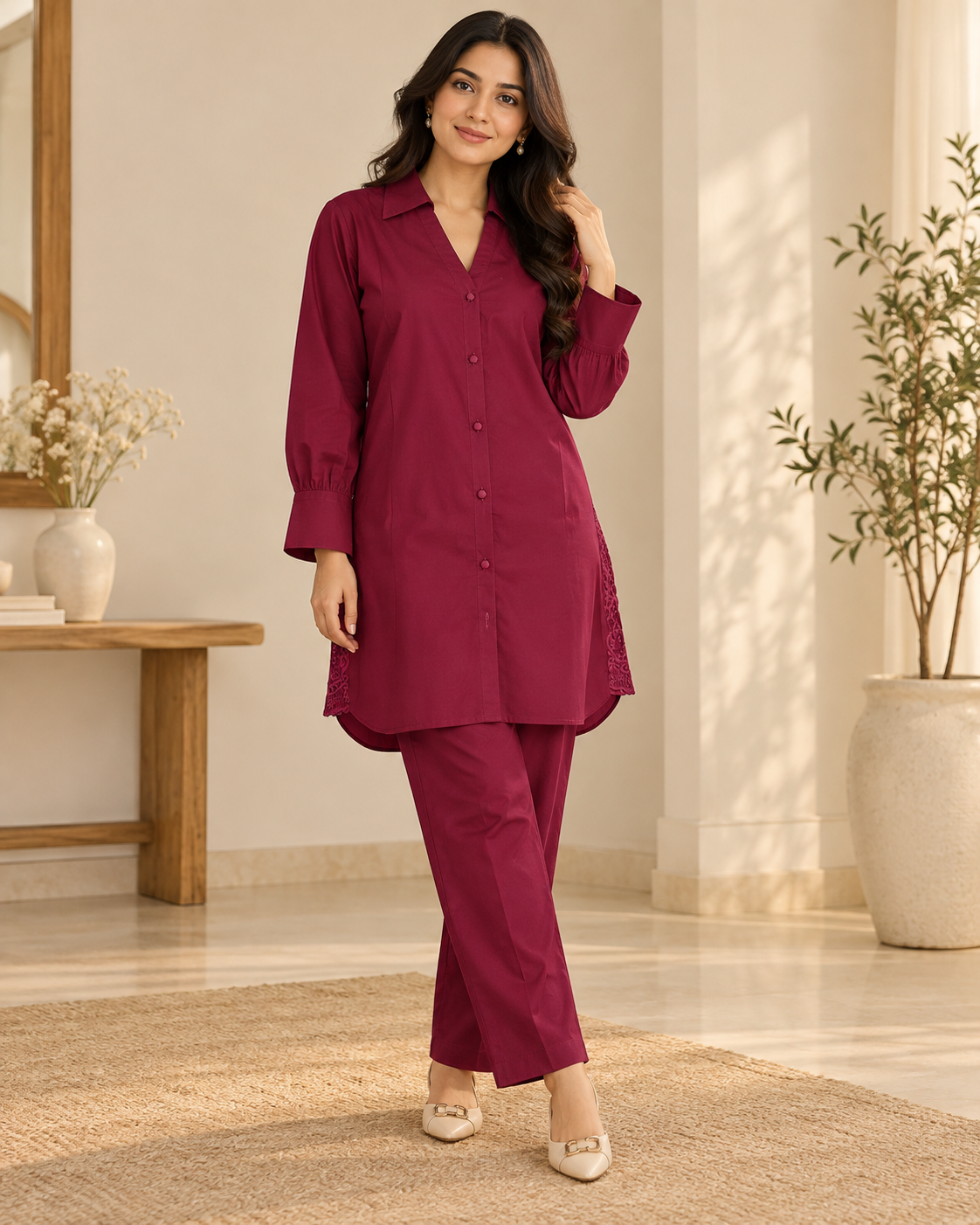 SAYA 02PC emb  STITCH/ 1251 MAROON