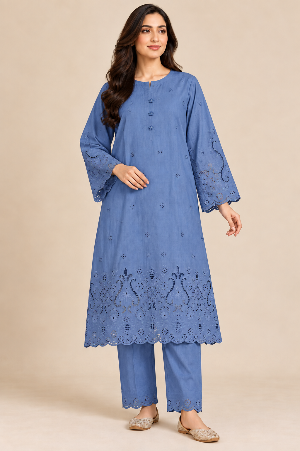 SAYA 02PC heavy chicken kari EMB STITCH/ BLUE 1317