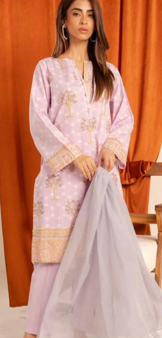 ALKARAM LAWN 02 PC STITCH SUIT / LIGHT PURPLE