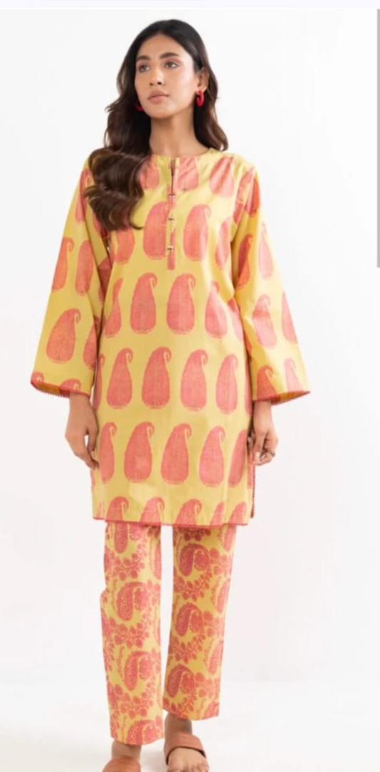 ALKARAM LAWN 02 PC STICH SUIT / MULTI ORANGE