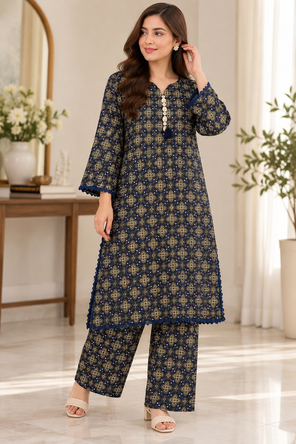 KHAADI 02PC STITCH (chunri) FANCY HAND EMBELISHED khaddar